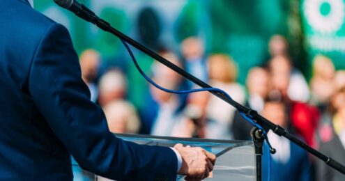 A politician doing a speech