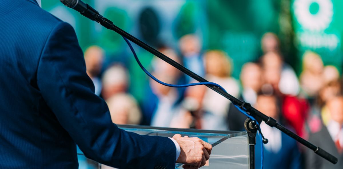 A politician doing a speech