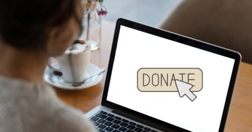 A laptop with a donate button showing on the screen.