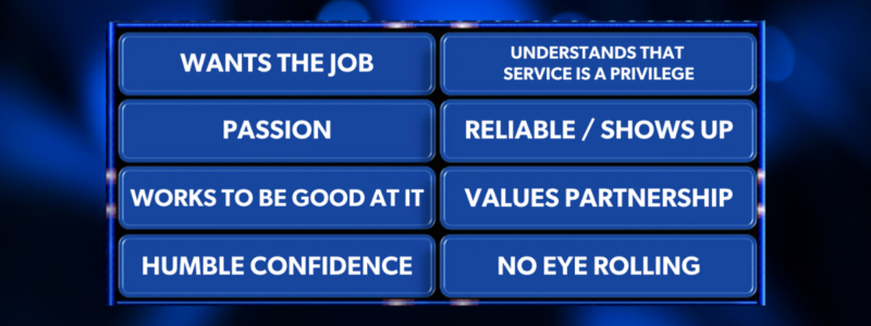 Board Chair Family Feud board with Wants The Job in the first slot.